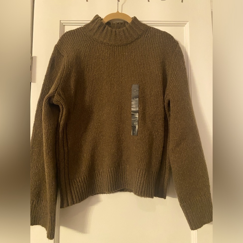NWT BANANA REPUBLIC OLIVE GREEN/BROWN MOCK TURTLENECK SWEATER